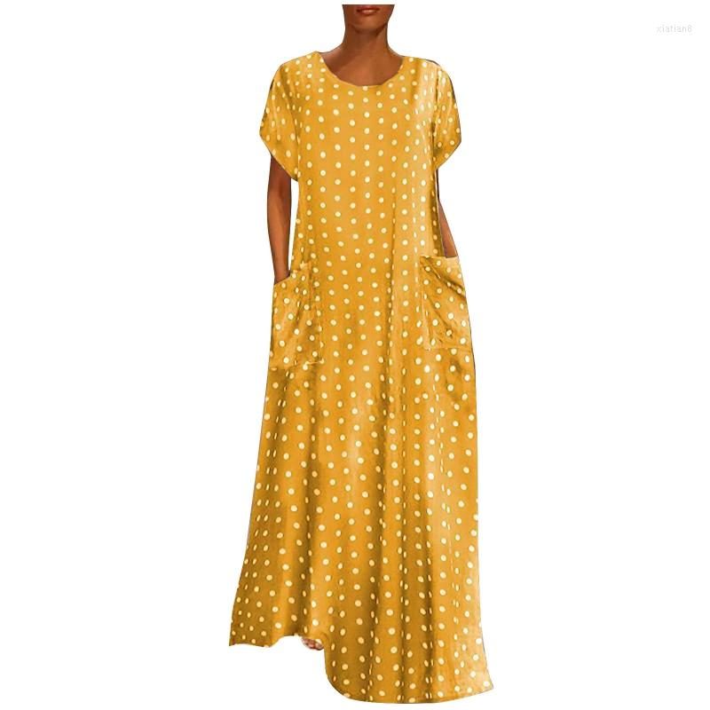 Party Dresses Spring Fashion Polka Dot Round Neck Dress Short Sleeve Long For Women, Dark pink
Party Dresses Spring Fashion Polka Dot Round Neck Dress Short Sleeve Long For Women, Dark pink