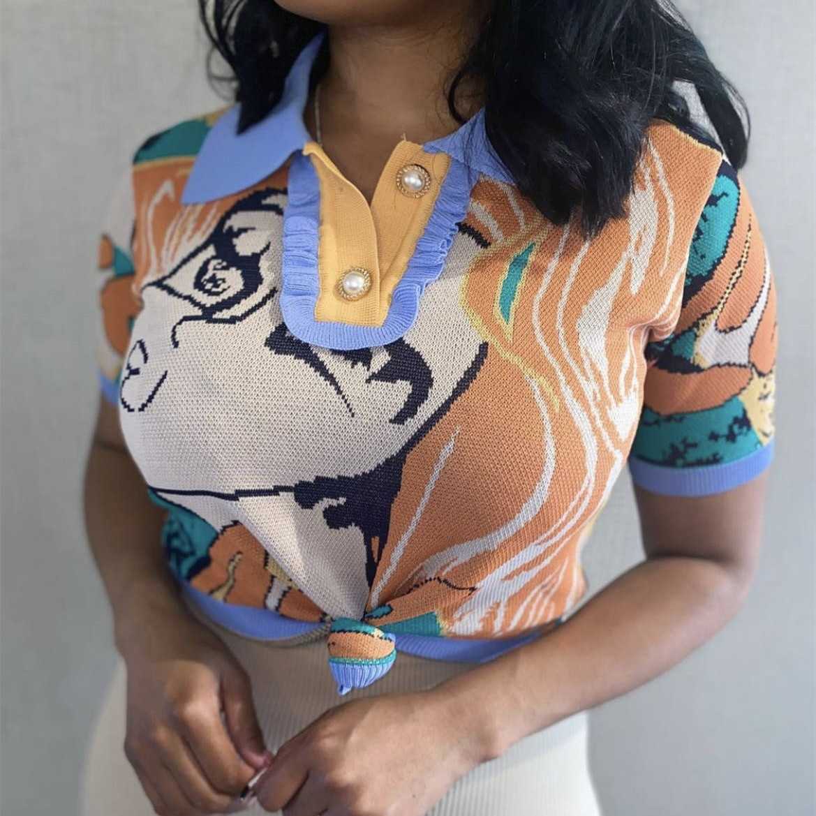 Colorful Best Seller Fashion Knitted Sweater Patchwork Sexy Short Sleeve Summer Shirt White Shirt Women'S T-Shirts
Colorful Best Seller Fashion Knitted Sweater Patchwork Sexy Short Sleeve Summer Shirt White Shirt Women'S T-Shirts