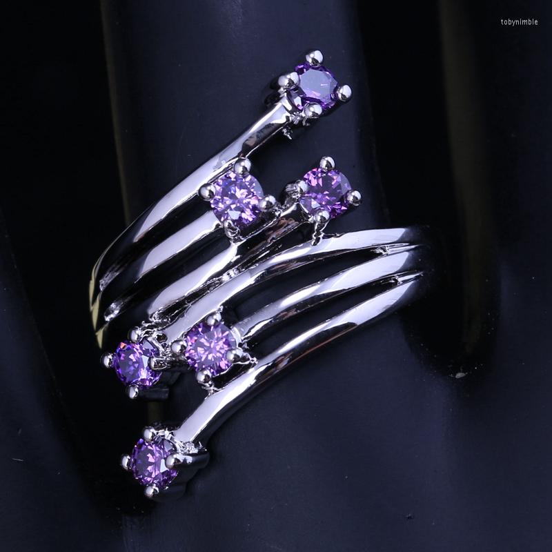 Wedding Rings Shiny Purple Zircon White Gems Silver Plated Argent Solitaire Jewelry Ring US# Size 6 / 7 8 9 S1417
Wedding Rings Shiny Purple Zircon White Gems Silver Plated Argent Solitaire Jewelry Ring US# Size 6 / 7 8 9 S1417