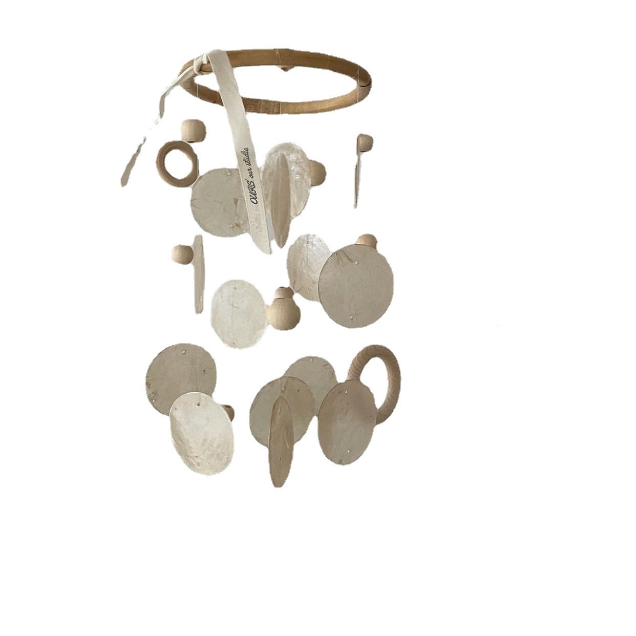 Wall Decor Children's Pendant Toy INS Style Natural Shell Pendant Wooden Beads Ring Wind Chimes Simple Wall Ornaments Homestay Soft Props 230317