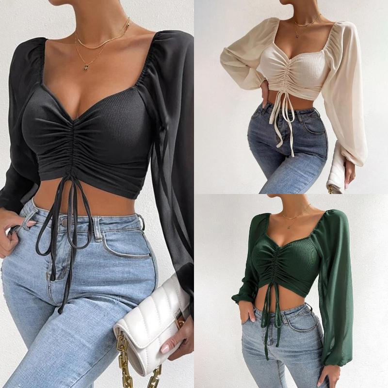 Women's Blouses Women Drawstring Plus Size Tops Seamless Arm Shaper Shapewear Crop Top Mesh Lantern Sleeve Shirt Blouse, Beige
Women's Blouses Women Drawstring Plus Size Tops Seamless Arm Shaper Shapewear Crop Top Mesh Lantern Sleeve Shirt Blouse, Beige