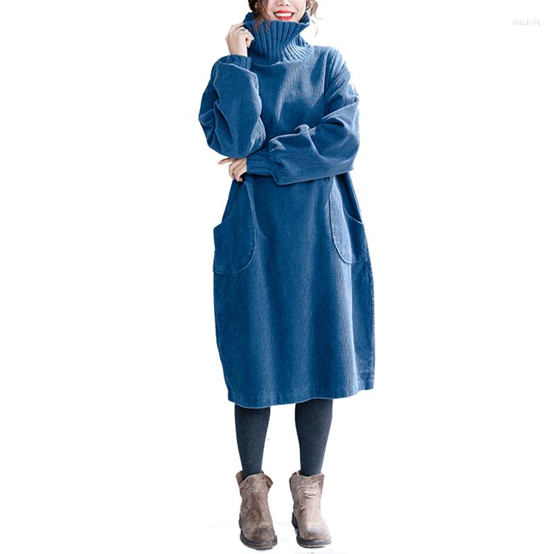 Casual Dresses Large Size Women's 2023 Autumn Winter Corduroy Was Thin Loose Knit Stitching Medium Long High Collar Bottoming Dress, Blue
Casual Dresses Large Size Women's 2023 Autumn Winter Corduroy Was Thin Loose Knit Stitching Medium Long High Collar Bottoming Dress, Blue