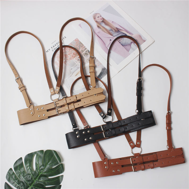 Suspenders Fashion Sexy Women Pu Leather Suspender Harness Belt Adjustable Chest Waist Body Bondage Straps Gothic Punk Lingerie Garter Belt 230316