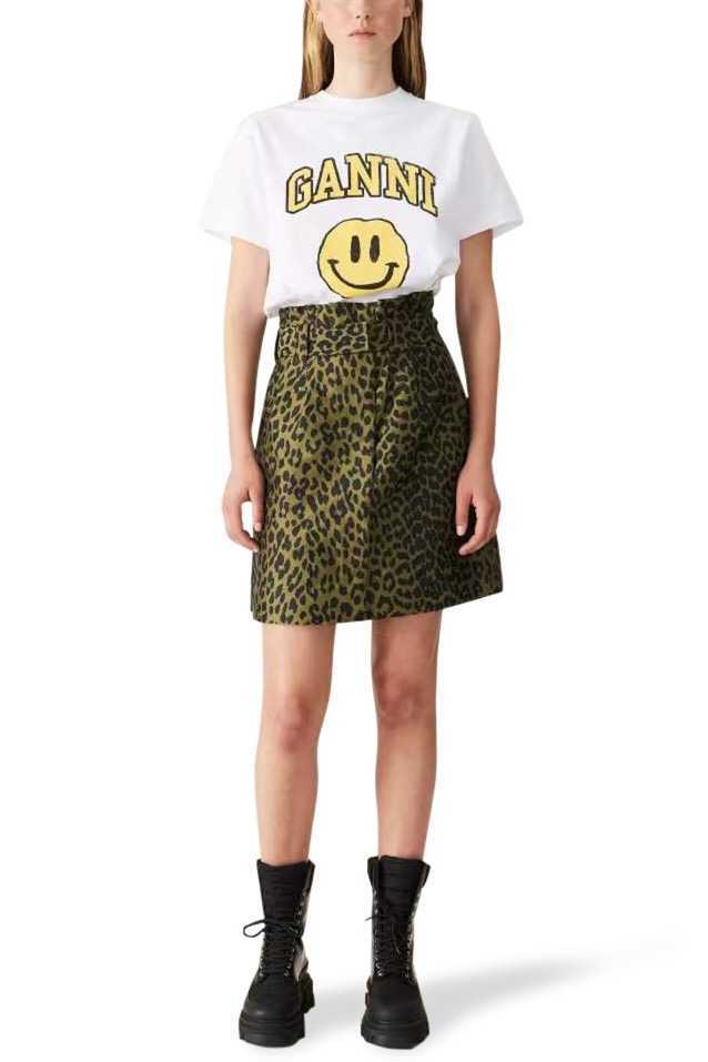 Ganni 2023ss Women Designer T shirt Rainbow Small Flower Print Gray Casual Short Sleeve crop top, Yellow smiling face
Ganni 2023ss Women Designer T shirt Rainbow Small Flower Print Gray Casual Short Sleeve crop top, Yellow smiling face