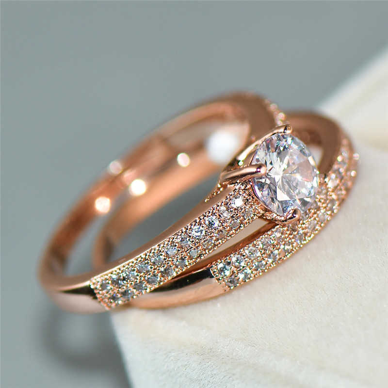 Band Rings Cute Female White Bridal Ring Set Fashion 18KT Rose Gold Wedding Band Jewelry Promise Love Round Engagement Rings For Women G230317
Band Rings Cute Female White Bridal Ring Set Fashion 18KT Rose Gold Wedding Band Jewelry Promise Love Round Engagement Rings For Women G230317