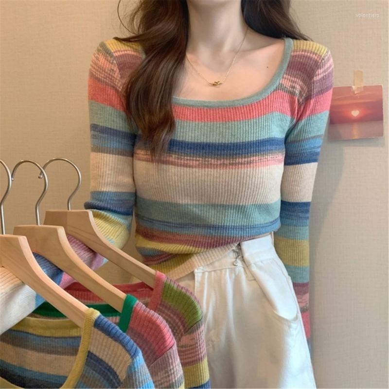 Women's T Shirts Women Sweaters Pullover Square Neck Skiny Striped Retro Chic All-match Leisure Harajuku Ie, Green
Women's T Shirts Women Sweaters Pullover Square Neck Skiny Striped Retro Chic All-match Leisure Harajuku Ie, Green