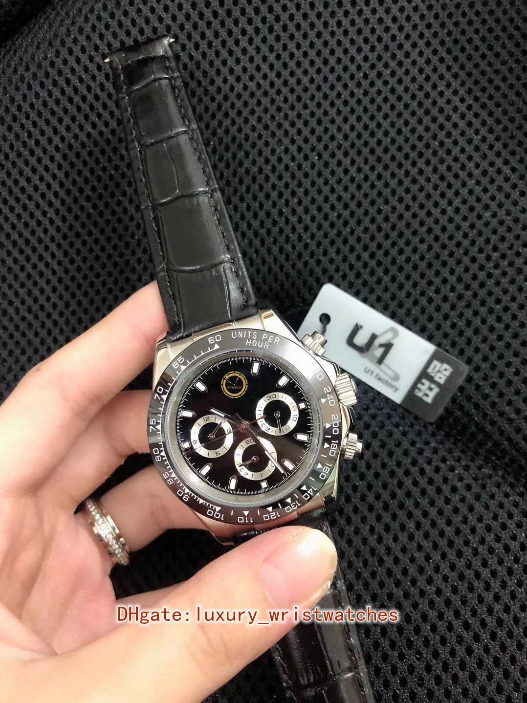 U1F men watch 9 colors 116520 116500 116505 116509 116518 Yellow Rose gold Alligator leather strap Asia 2813 Movement Automatic Mens Watches Wristwatches
U1F men watch 9 colors 116520 116500 116505 116509 116518 Yellow Rose gold Alligator leather strap Asia 2813 Movement Automatic Mens Watches Wristwatches