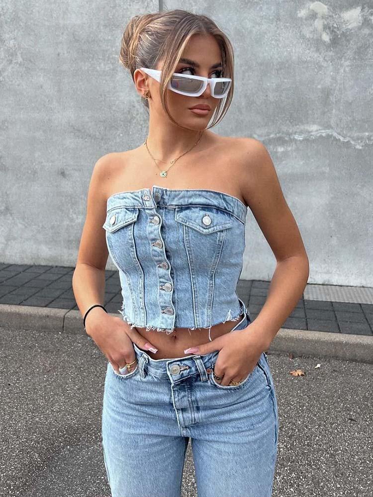 Women's Tanks Denim Crop Top Women Button Up Corset Female Off Shoulder Bustier Tops 2023 Streetwear Backless Ladies
Women's Tanks Denim Crop Top Women Button Up Corset Female Off Shoulder Bustier Tops 2023 Streetwear Backless Ladies