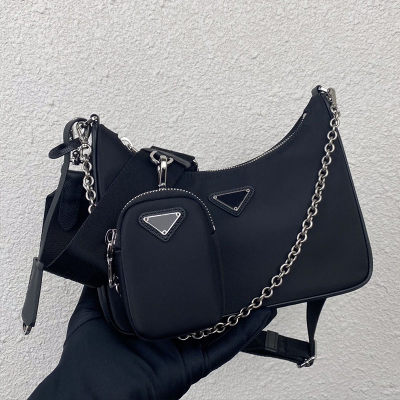 luxury Designer shoulder bag hobo handbags Underarm pouch women fashion three-piece set Nylon fabric chains crossbody bags messenger totes shopping handbag purse, Black 1
luxury Designer shoulder bag hobo handbags Underarm pouch women fashion three-piece set Nylon fabric chains crossbody bags messenger totes shopping handbag purse, Black 1