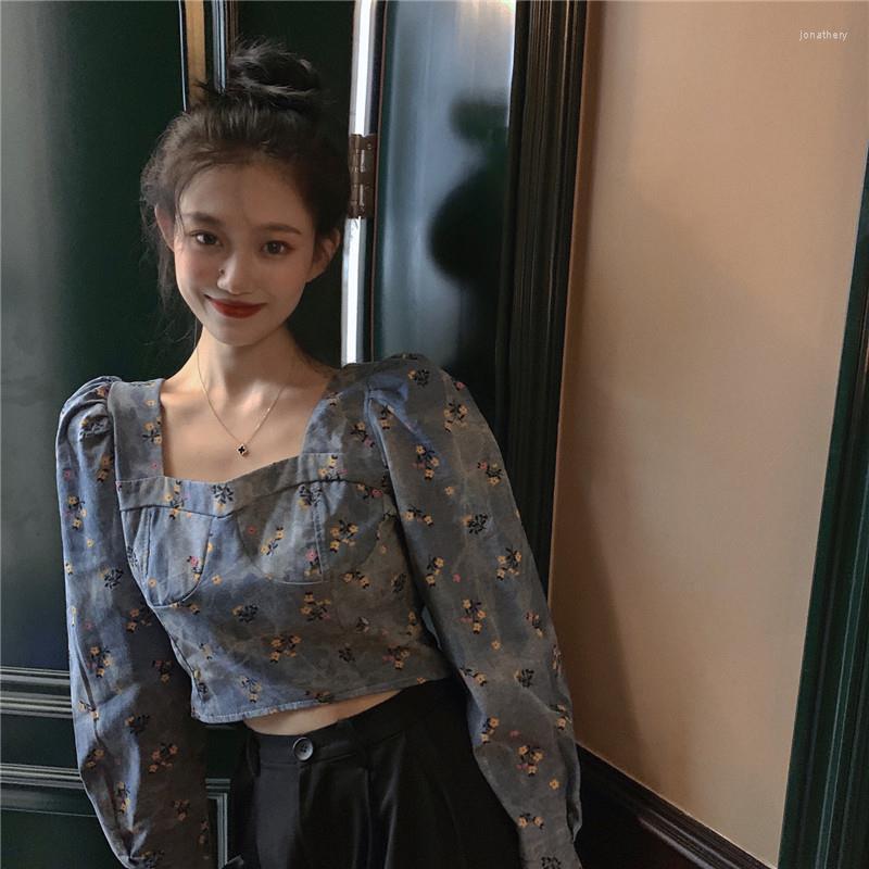 Women' Blouses Women Blouse Fall Retro Square Collar Short Long Sleeve Shirt Top Blusas Ropa De Mujer, Blue
Women' Blouses Women Blouse Fall Retro Square Collar Short Long Sleeve Shirt Top Blusas Ropa De Mujer, Blue