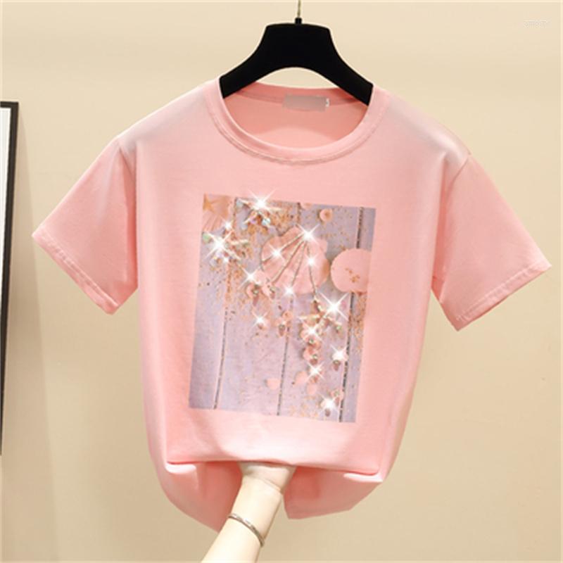 Women' T Shirts Summer Femme Pink T-Shirt Women Tops White Tshirt Ladies Korean Clothes Short Sleeve Casual Purple Sequins Diamond Tees, Picture color
Women' T Shirts Summer Femme Pink T-Shirt Women Tops White Tshirt Ladies Korean Clothes Short Sleeve Casual Purple Sequins Diamond Tees, Picture color