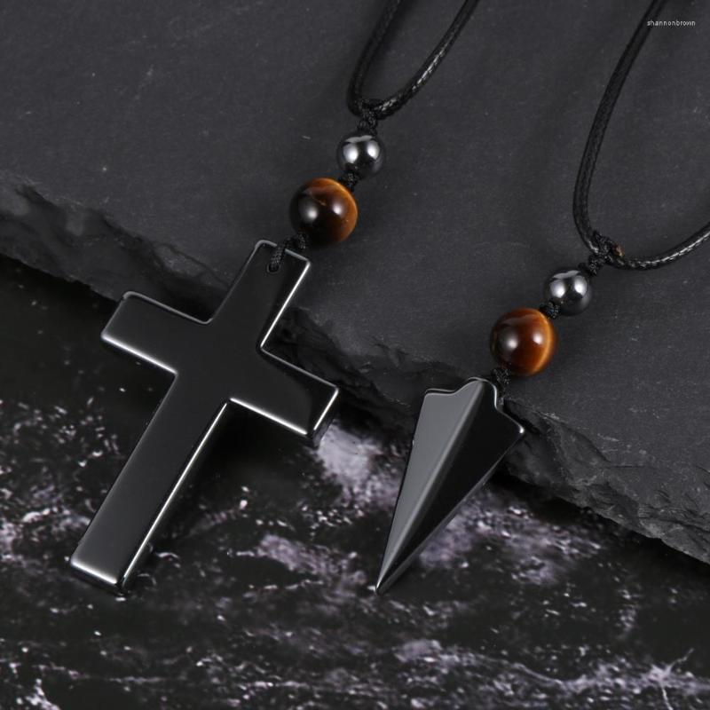 Pendant Necklaces Jesus Cross Arrow Hematite Necklace For Men Black Adjustable Knot Tiger Eye Bead Crucifix Lucky Women's Choker
Pendant Necklaces Jesus Cross Arrow Hematite Necklace For Men Black Adjustable Knot Tiger Eye Bead Crucifix Lucky Women's Choker