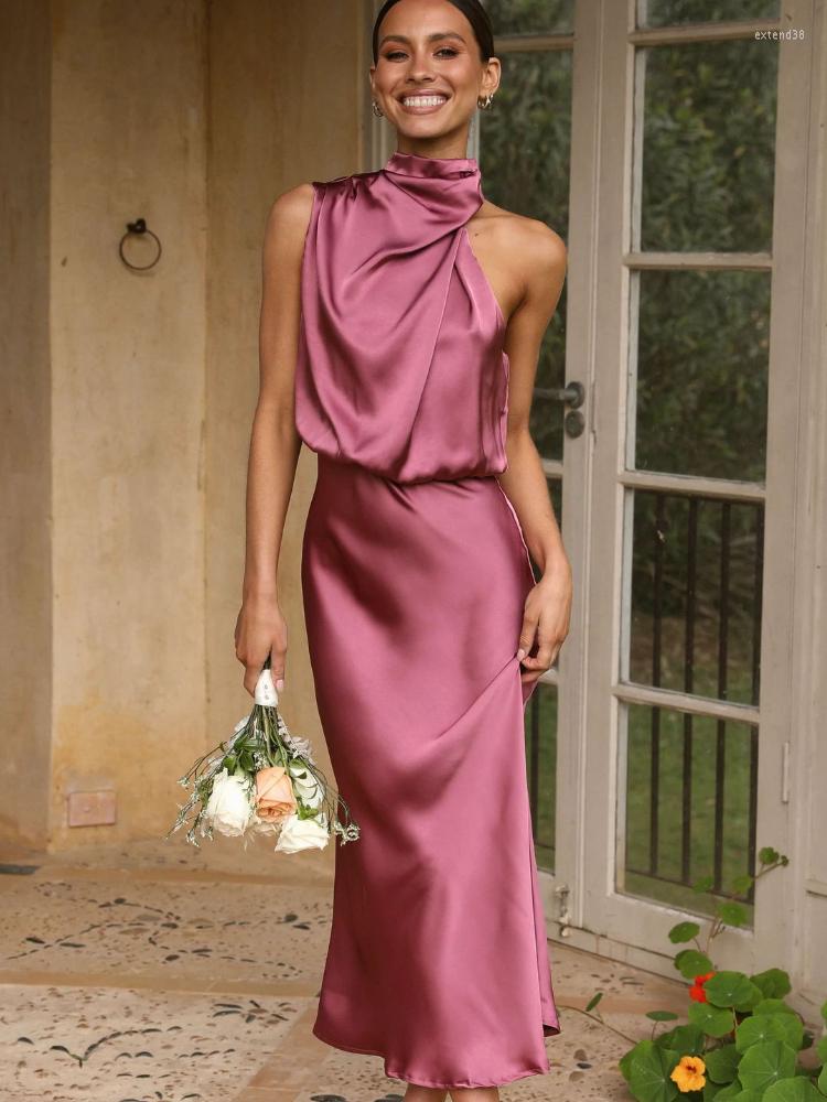 Casual Dresses Women Summer Satin Sexy Long Dress Solid Color Fashion Sleeveless Halter Female Elegant Midi Maxi 2023, Rose
Casual Dresses Women Summer Satin Sexy Long Dress Solid Color Fashion Sleeveless Halter Female Elegant Midi Maxi 2023, Rose