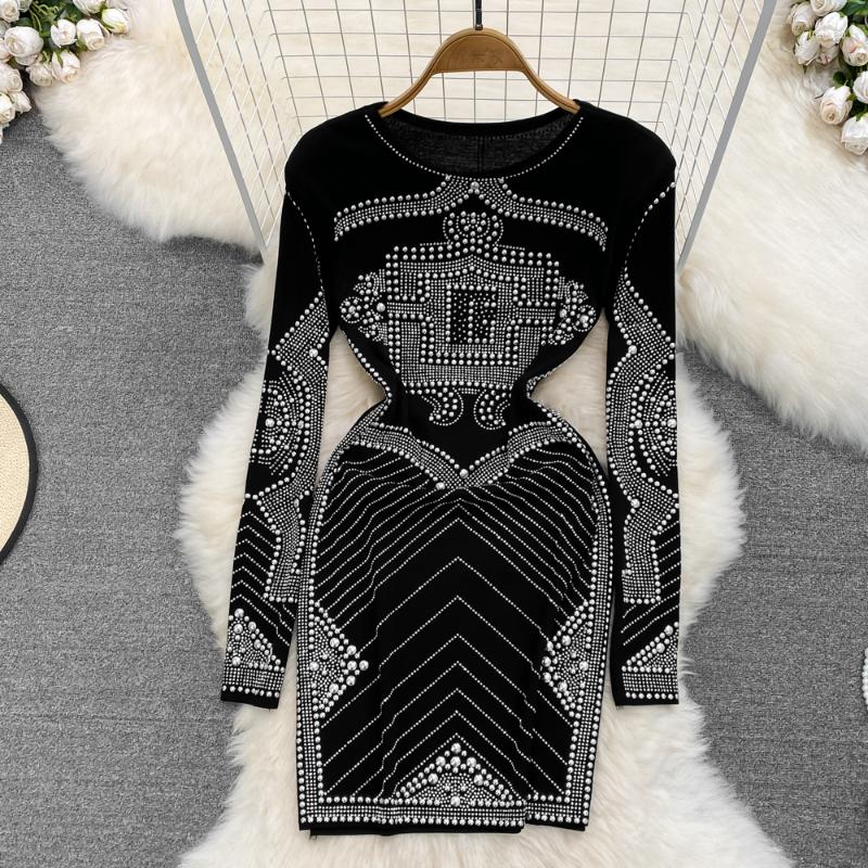 Casual Dresses 2023 Spring Autumn Korean Retro Temperament Long Sleeve Round Neck Diamond Slim Waist Bottom Wrap Hips Dress Fashion Women, Black
Casual Dresses 2023 Spring Autumn Korean Retro Temperament Long Sleeve Round Neck Diamond Slim Waist Bottom Wrap Hips Dress Fashion Women, Black