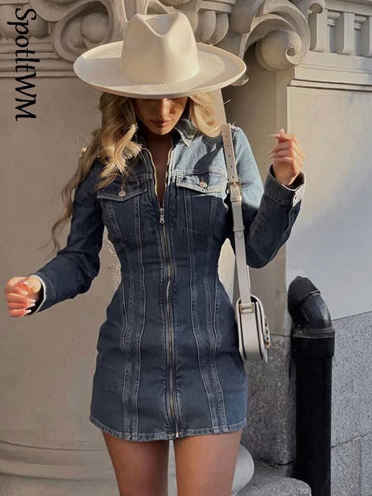 Casual Dresse Fashion Denim Zip Lapel Dress Retro Long Sleeve Pocket Solid Slim Vestidos 2023 Spring Personality Street Trend 230317, Beige
Casual Dresse Fashion Denim Zip Lapel Dress Retro Long Sleeve Pocket Solid Slim Vestidos 2023 Spring Personality Street Trend 230317, Beige