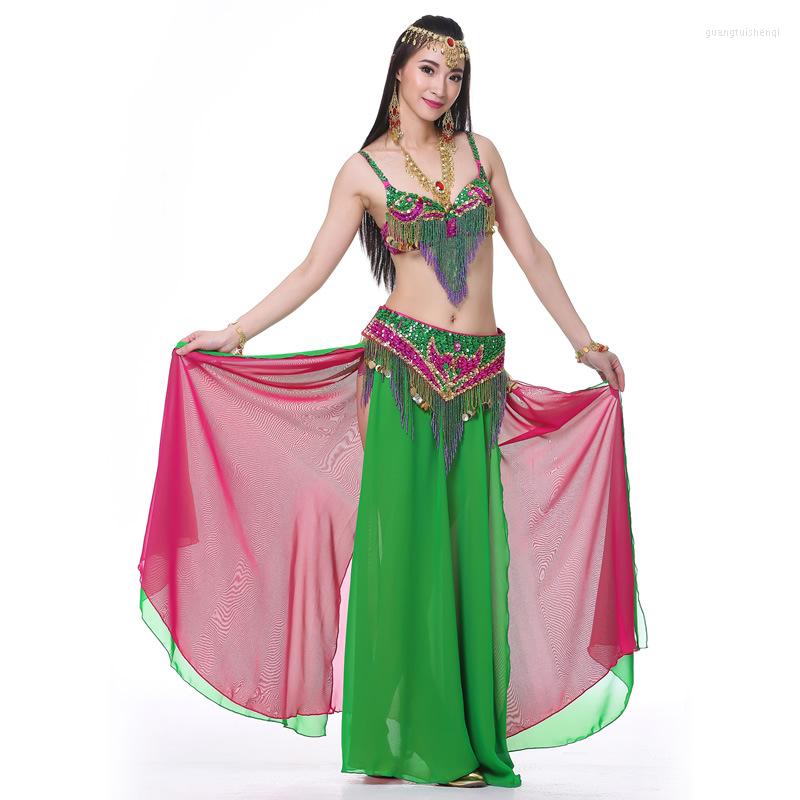 Stage Wear Professional Women Dance 3 Pieces Outfit Double Colors Oriental Style Beaded Belly Costume Set (Bra Belt Skirt), Green fuchsia
Stage Wear Professional Women Dance 3 Pieces Outfit Double Colors Oriental Style Beaded Belly Costume Set (Bra Belt Skirt), Green fuchsia