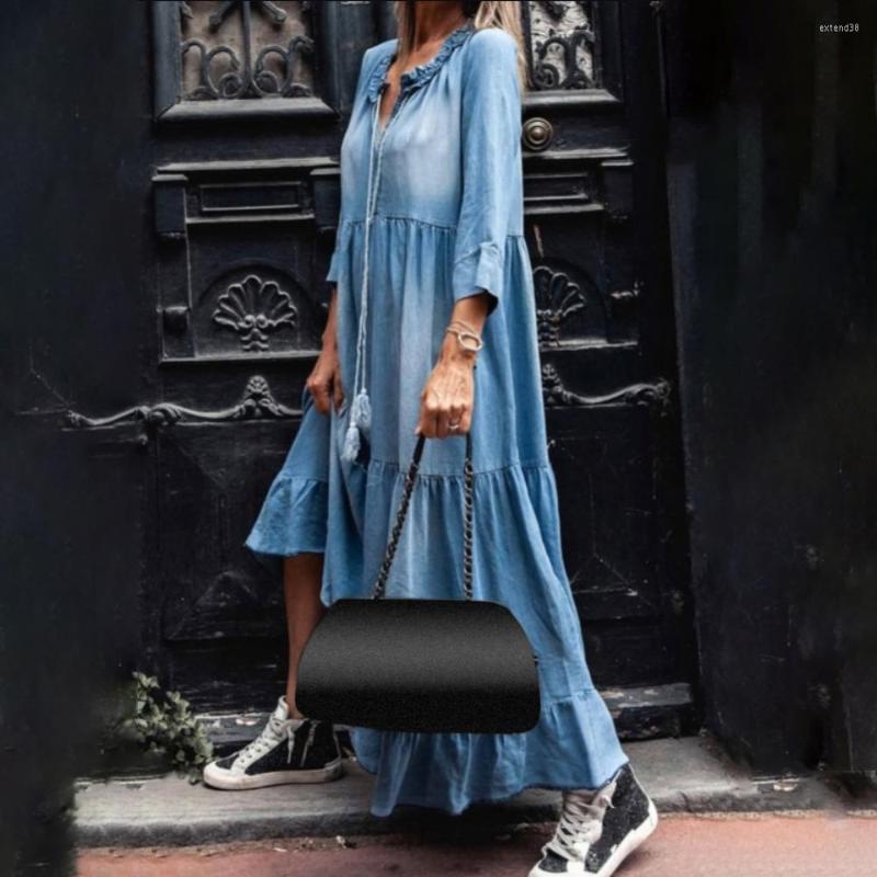 Casual Dresses Loose 3/4 Sleeve Women Tassel Dress Vintage Plus Size Denim Apparel Autumn Lace V Neck Large Hem Maxi, Light blue
Casual Dresses Loose 3/4 Sleeve Women Tassel Dress Vintage Plus Size Denim Apparel Autumn Lace V Neck Large Hem Maxi, Light blue