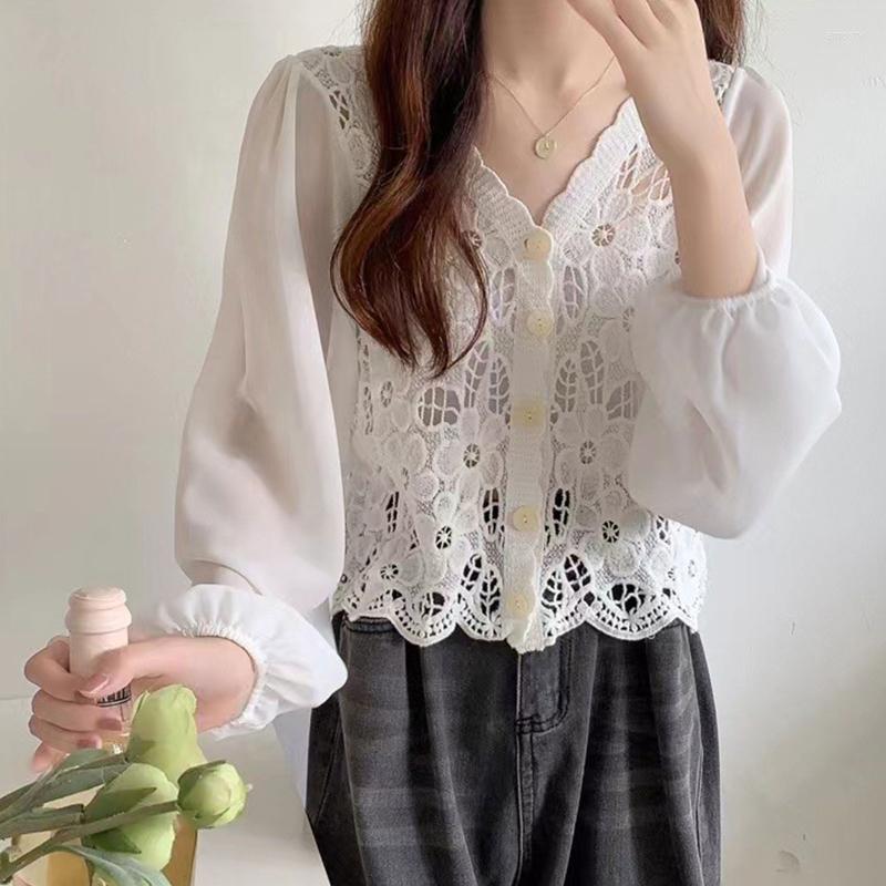 Women's T Shirts Women's Hollow Crochet Shirt Sweet French Tops Chic V Neck Cardigans Summer Long Sleeves Chiffon Blouse For Daily
Women's T Shirts Women's Hollow Crochet Shirt Sweet French Tops Chic V Neck Cardigans Summer Long Sleeves Chiffon Blouse For Daily