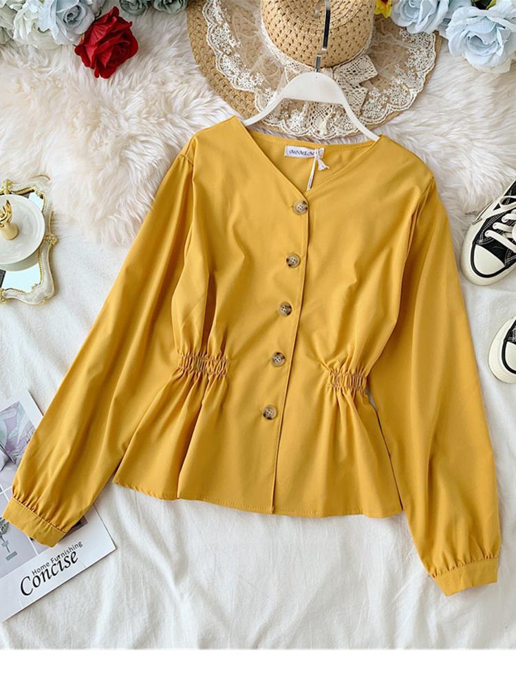 Women's Blouses Spring Autumn Blouse Korean Style V-neck Pleated Single-breasted Shirt Wild Loose Thin Long-sleeved BlouseTops LL337, Pink
Women's Blouses Spring Autumn Blouse Korean Style V-neck Pleated Single-breasted Shirt Wild Loose Thin Long-sleeved BlouseTops LL337, Pink