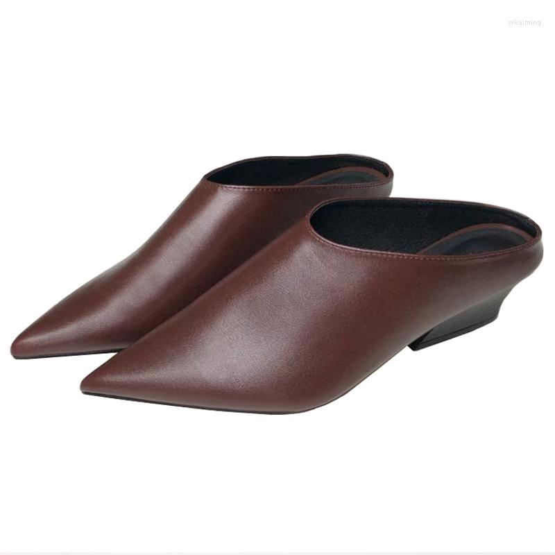 Slippers Summer Mules Shoes Fashion Slip On Low Wedges Sandals Women Sexy Slingback Cover Pointed Toe Genuine Leather, Picture shown
Slippers Summer Mules Shoes Fashion Slip On Low Wedges Sandals Women Sexy Slingback Cover Pointed Toe Genuine Leather, Picture shown