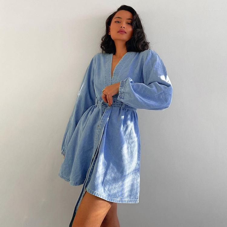 Casual Dresses POFGD 2023 Long Sleeve V Neck Dress Pure Color Lady Mini Short Street Style Women Denim, Blue
Casual Dresses POFGD 2023 Long Sleeve V Neck Dress Pure Color Lady Mini Short Street Style Women Denim, Blue
