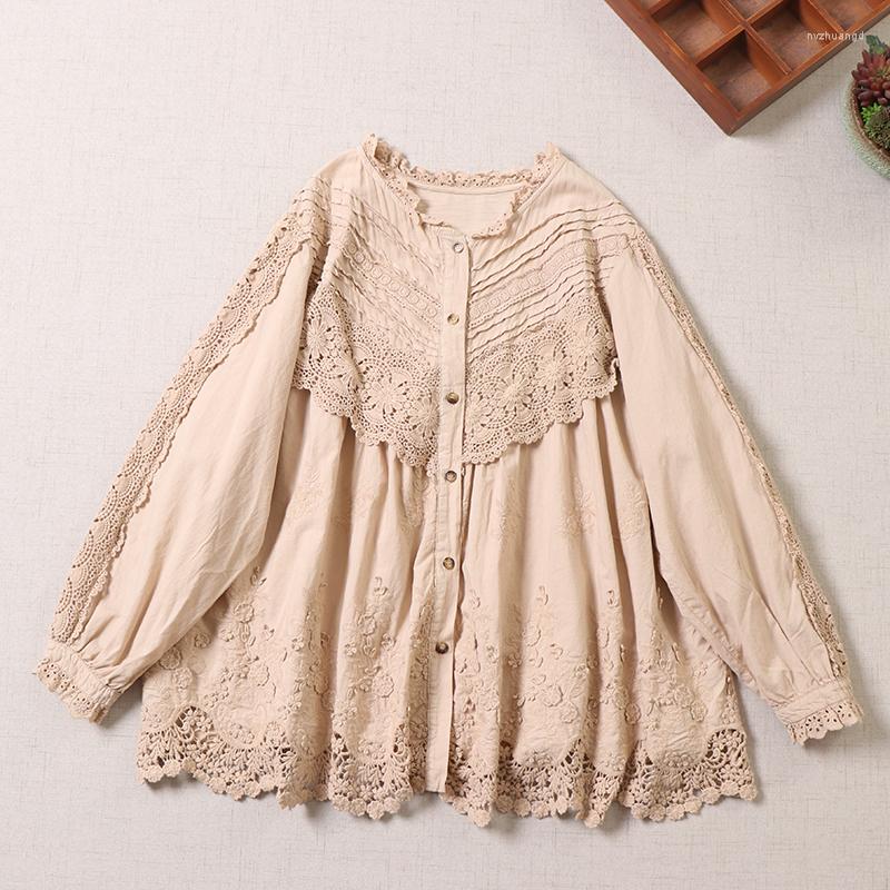 Women's Blouses 2023 Early Autumn Mori Girl Three-dimensional Embroidery Long Sleeve Shirt Women Lace Loose Blouse, Beige
Women's Blouses 2023 Early Autumn Mori Girl Three-dimensional Embroidery Long Sleeve Shirt Women Lace Loose Blouse, Beige