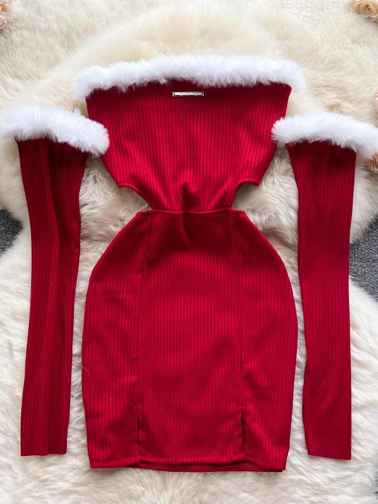 Casual Dresses Women Sexy Christmas Dress For Year 2023 Strapless Backless Furry Bodycon Mini Short Red Party Femme Robes
Casual Dresses Women Sexy Christmas Dress For Year 2023 Strapless Backless Furry Bodycon Mini Short Red Party Femme Robes
