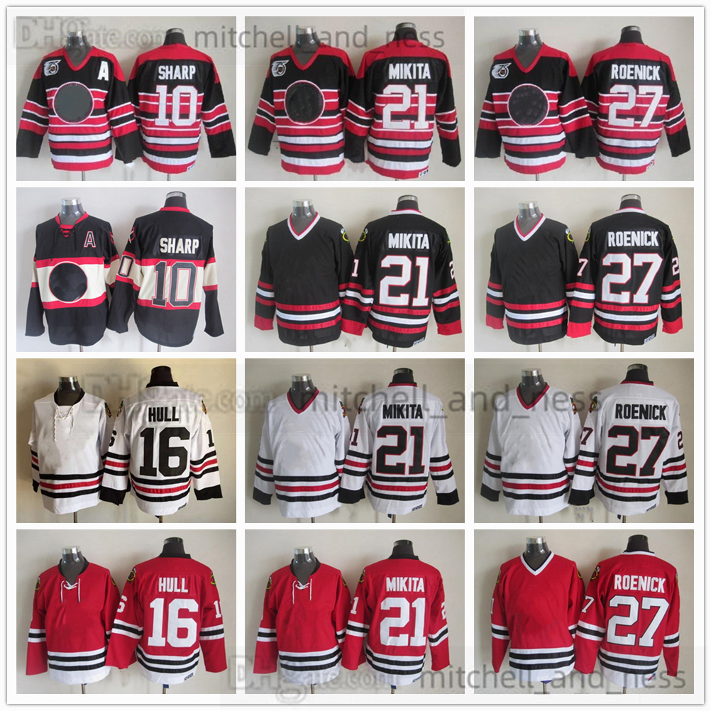 Movie Vintage Hockey Jersey Retro CCM Embroidery 21 Stan Mikita Jersey 27 Jeremy Roenick 10 Patrick Sharp 16 Brett Hull 28 Steve Larmer Red White Black Jerseys, Aspicture (with team name)
Movie Vintage Hockey Jersey Retro CCM Embroidery 21 Stan Mikita Jersey 27 Jeremy Roenick 10 Patrick Sharp 16 Brett Hull 28 Steve Larmer Red White Black Jerseys, Aspicture (with team name)