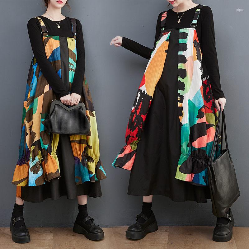 Casual Dresses Autumn Literary And Artistic Oversized Loose Strap Dress Women Printed Fake Two Pieces Fashionable Versatile Overall T959, Green
Casual Dresses Autumn Literary And Artistic Oversized Loose Strap Dress Women Printed Fake Two Pieces Fashionable Versatile Overall T959, Green