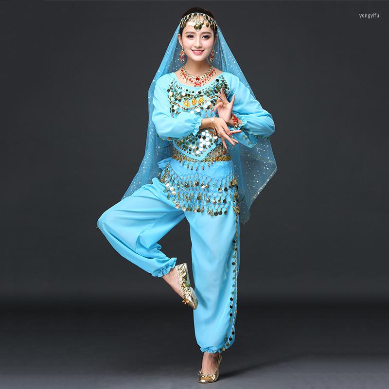 Stage Wear 2023 Women Dance Sari Clothes Belly Costume Set Bollywood 4pcs Top Belt Pants And Veils, Yellow long sleeves
Stage Wear 2023 Women Dance Sari Clothes Belly Costume Set Bollywood 4pcs Top Belt Pants And Veils, Yellow long sleeves