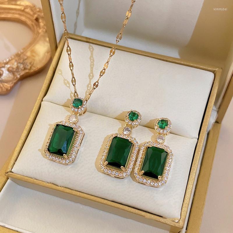 Necklace Earrings Set Korean Green Color Full Rhinestone Crystal Geometric Female Retro Senior Temperament For Women, Picture shown
Necklace Earrings Set Korean Green Color Full Rhinestone Crystal Geometric Female Retro Senior Temperament For Women, Picture shown