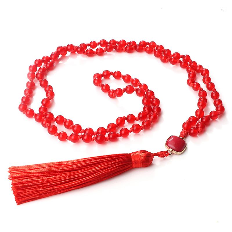 Pendant Necklaces 6mm Red Yellow Chalcedony Carnelian Knotted Necklace Vintage Meditation Yoga Rosary Women Jewelry 108 Mala Beads Tassel
Pendant Necklaces 6mm Red Yellow Chalcedony Carnelian Knotted Necklace Vintage Meditation Yoga Rosary Women Jewelry 108 Mala Beads Tassel