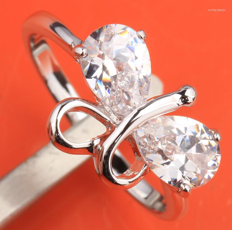 Wedding Rings Lovely Butterfly White Pure Zircon Silver Plated Argent & Trendy Jewelry Ring Size 6 / 7 8 9 S1839
Wedding Rings Lovely Butterfly White Pure Zircon Silver Plated Argent & Trendy Jewelry Ring Size 6 / 7 8 9 S1839