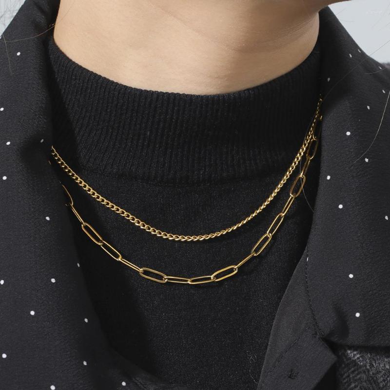 Chains Lemegeton Stainless Steel Chain Necklace For Women Double Layer Thick Clavicle Choker Gothic Jewelry Wholesale
Chains Lemegeton Stainless Steel Chain Necklace For Women Double Layer Thick Clavicle Choker Gothic Jewelry Wholesale