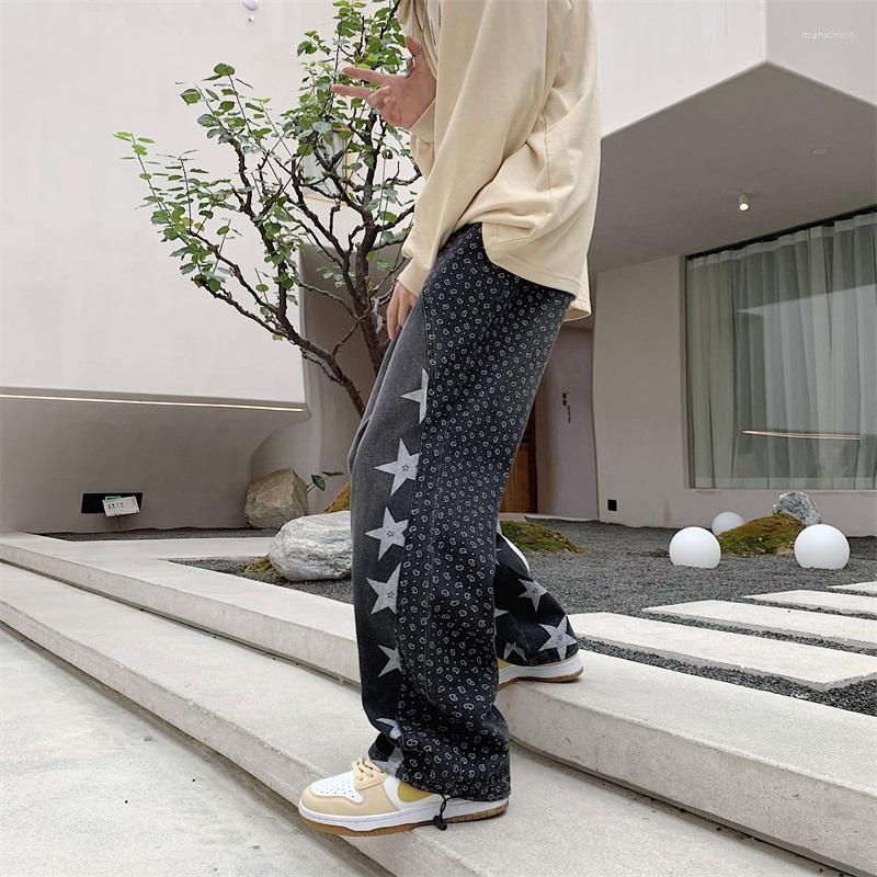 Men's Jeans Autumn Male Star Print Patchwork Denim Pants Japan Style Hip Hop Straight Loose Streetwear Baggy Ankle-banded, Black
Men's Jeans Autumn Male Star Print Patchwork Denim Pants Japan Style Hip Hop Straight Loose Streetwear Baggy Ankle-banded, Black