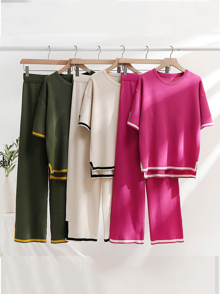 Womens Two Piece Pants SURMIITRO Knit 2 Pieces Sets Loose White Red Black Short Sleeve T Shirt Women Wide Leg High Waist Long Pants Trousers Female 230316, Khaki
Womens Two Piece Pants SURMIITRO Knit 2 Pieces Sets Loose White Red Black Short Sleeve T Shirt Women Wide Leg High Waist Long Pants Trousers Female 230316, Khaki