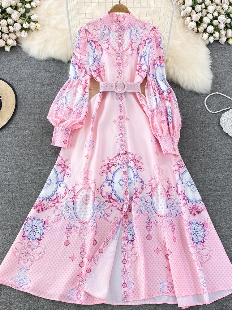 Casual Dresses Single-breasted Printed A-line Dress Women' 2023 Spring Autumn Vintage Stand Collar Bubble Long-sleeved Party YQ441, Blue
Casual Dresses Single-breasted Printed A-line Dress Women' 2023 Spring Autumn Vintage Stand Collar Bubble Long-sleeved Party YQ441, Blue