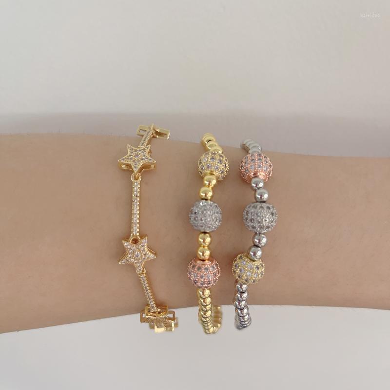 Bangle 5pcs/lot High Quality Gold Charm Bracelet Profession Design Brass Bead Star CZ Bangles Jewelry
Bangle 5pcs/lot High Quality Gold Charm Bracelet Profession Design Brass Bead Star CZ Bangles Jewelry