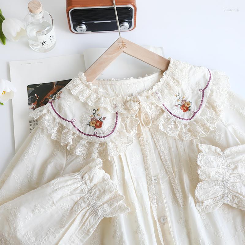Women's Blouses Spring Autumn Women All-match Japan Style Sweet Mori Kei Girls Embroidery Collar Loose Comfortable Cotton Shirts/Blouses, Beige
Women's Blouses Spring Autumn Women All-match Japan Style Sweet Mori Kei Girls Embroidery Collar Loose Comfortable Cotton Shirts/Blouses, Beige