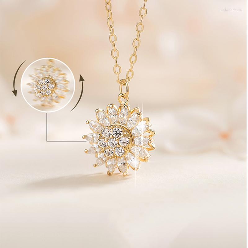 Pendant Necklaces Rotatable Double Layer Zircon Crystal Sunflower Stainless Steel For Women Korean Fashion Sweet Sexy Neck Chain
Pendant Necklaces Rotatable Double Layer Zircon Crystal Sunflower Stainless Steel For Women Korean Fashion Sweet Sexy Neck Chain