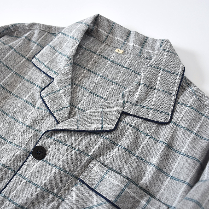 Men's Sleepwear spring and autumn men's plaid pajamas cotton flannel home service large size long-sleeved trousers soft suit sleep wear men 