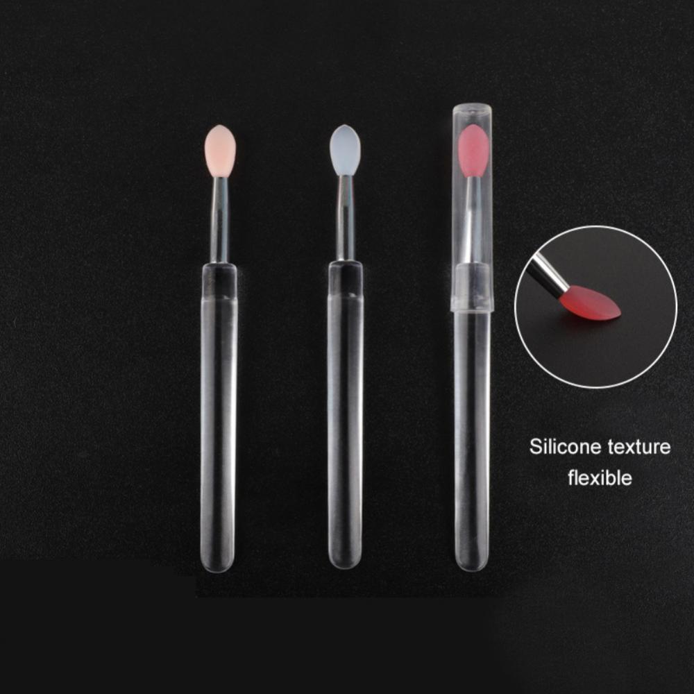 500pcs Women Beauty Makeup Tools Soft Silicone Lip Brush With Cover Multifunction Applicator Cosmetic Brush Make Up Brushes For Eye Shadow Lipstick Pi