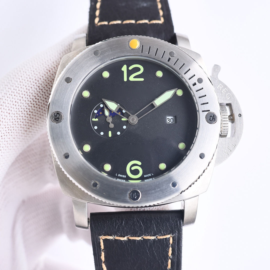 Mens Grade Watch 44mm Automatic Mechanical Movement 316L Precision Steel Case Mineral Reinforced Glass Real Cowhide Band, Pam 2
Mens Grade Watch 44mm Automatic Mechanical Movement 316L Precision Steel Case Mineral Reinforced Glass Real Cowhide Band, Pam 2