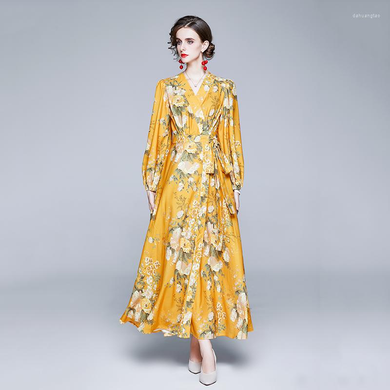 Casual Dresses Autumn Women Maxi Elegant Floral Printed V Neck Lantern Sleeve Slim Vintage Beach Boho Long Dress Party Vestidos Robes, Yellow
Casual Dresses Autumn Women Maxi Elegant Floral Printed V Neck Lantern Sleeve Slim Vintage Beach Boho Long Dress Party Vestidos Robes, Yellow