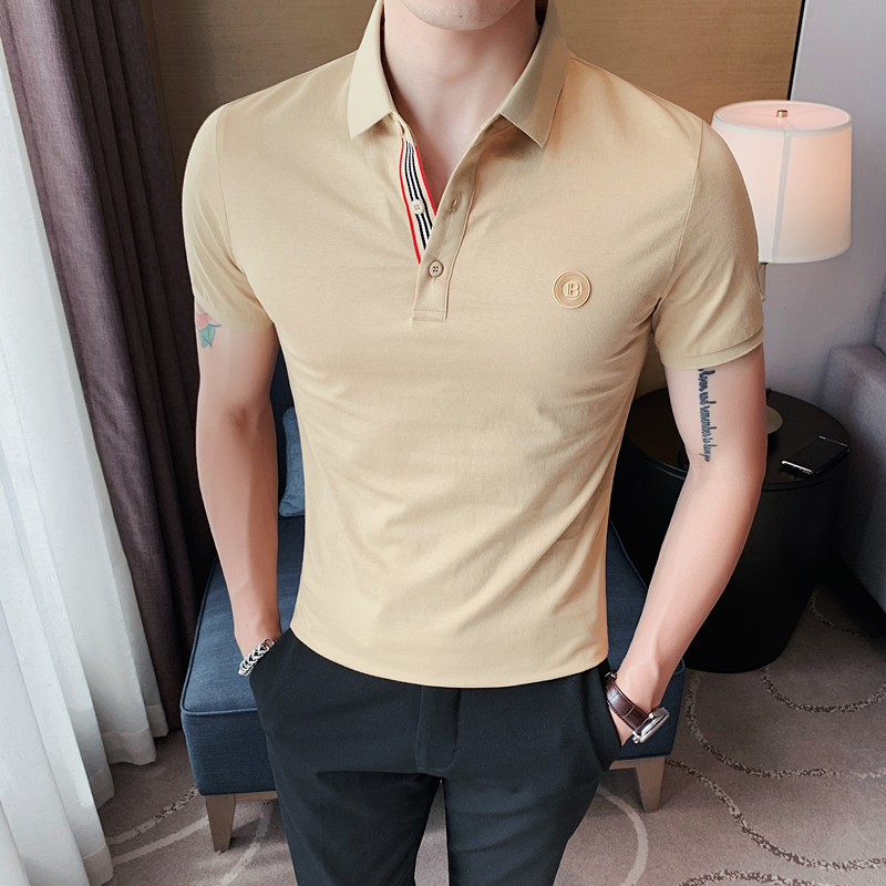 Men's Polos Solid Color Gentlemen Polo Shirt Men Spring Simple Short Sleeve Men Polo Shirt Slim Casual Business Formal Wear Polo Homme 230317