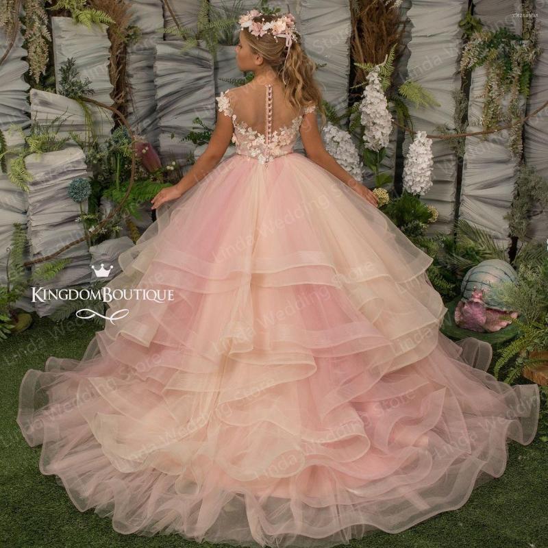 Girl Dresses Colorful Pink Flower Tulle Lace Appliqued Little Kids Wedding Dress Communion Birthday Poshoot Gowns, Ivory
Girl Dresses Colorful Pink Flower Tulle Lace Appliqued Little Kids Wedding Dress Communion Birthday Poshoot Gowns, Ivory