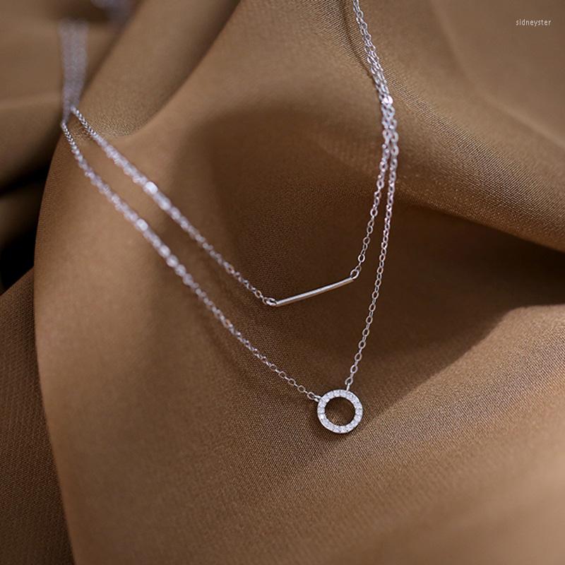 Chains 925 Sterling Silver Diamond Round Double Necklace Ladies Clavicle Chain Exquisite Jewelry Party Wedding Accessories Choker
Chains 925 Sterling Silver Diamond Round Double Necklace Ladies Clavicle Chain Exquisite Jewelry Party Wedding Accessories Choker