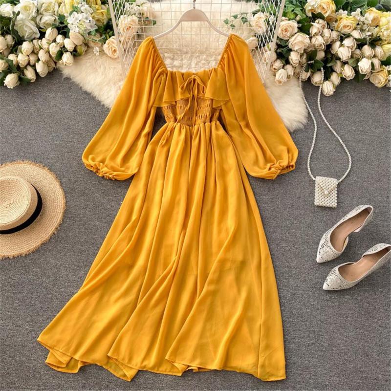Casual Dresses Women Vintage Spring Autumn Chiffon Dress 2023 Fashion Long Sleeve French Elegant Gown Female Clothing Coisini, Yellow
Casual Dresses Women Vintage Spring Autumn Chiffon Dress 2023 Fashion Long Sleeve French Elegant Gown Female Clothing Coisini, Yellow