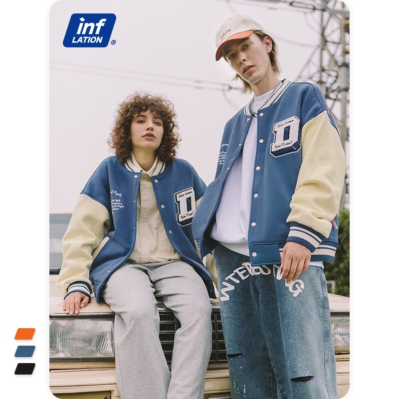 Men' Jackets INFLATION Baseball UK Streetwear Color Block Vintage Coat Unisex Thick Fleece Bomber 230317, Black
Men' Jackets INFLATION Baseball UK Streetwear Color Block Vintage Coat Unisex Thick Fleece Bomber 230317, Black
