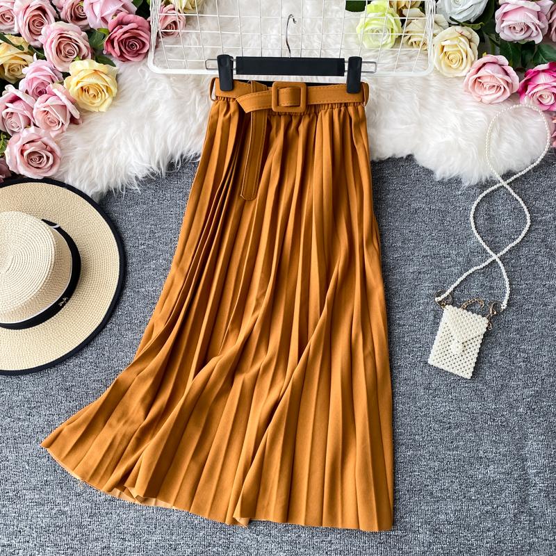 Skirts 2023 Autumn Winter Female Chic Pleated Skirt Women's Elegant Hight Waist Chiffon With Belt, Black
Skirts 2023 Autumn Winter Female Chic Pleated Skirt Women's Elegant Hight Waist Chiffon With Belt, Black